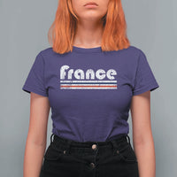 Vintage France Flag Distressed Retro Graphic T Shirt For Women Patriotic French Heritage Pride Gift