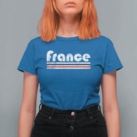 Vintage France Flag Distressed Retro Graphic T Shirt For Women Patriotic French Heritage Pride Gift