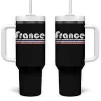 Vintage France Flag Distressed Retro Graphic Tumbler With Handle Patriotic French Heritage Pride Gift