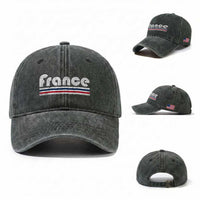 Vintage France Flag Distressed Retro Graphic Washed Cotton Baseball Cap Patriotic French Heritage Pride Gift