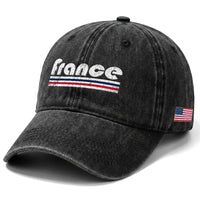 Vintage France Flag Distressed Retro Graphic Washed Cotton Baseball Cap Patriotic French Heritage Pride Gift