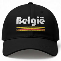 Retro Belgie Belgium Flag Distressed Graphic in Dutch Baseball Cap Proud Belgian Heritage and Country Roots Pride Gift