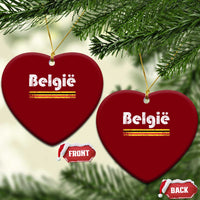 Retro Belgie Belgium Flag Distressed Graphic in Dutch Ceramic Ornament Proud Belgian Heritage and Country Roots Pride Gift