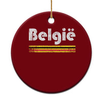 Retro Belgie Belgium Flag Distressed Graphic in Dutch Ceramic Ornament Proud Belgian Heritage and Country Roots Pride Gift