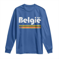 Retro Belgie Belgium Flag Distressed Graphic in Dutch Long Sleeve Shirt Proud Belgian Heritage and Country Roots Pride Gift
