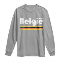 Retro Belgie Belgium Flag Distressed Graphic in Dutch Long Sleeve Shirt Proud Belgian Heritage and Country Roots Pride Gift