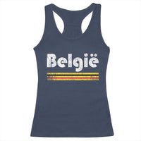 Retro Belgie Belgium Flag Distressed Graphic in Dutch Racerback Tank Top Proud Belgian Heritage and Country Roots Pride Gift