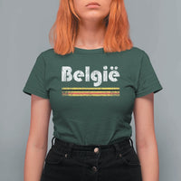 Retro Belgie Belgium Flag Distressed Graphic in Dutch T Shirt For Women Proud Belgian Heritage and Country Roots Pride Gift