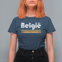 Retro Belgie Belgium Flag Distressed Graphic in Dutch T Shirt For Women Proud Belgian Heritage and Country Roots Pride Gift