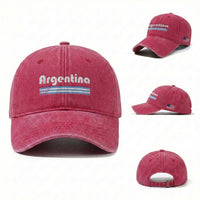 Vintage Argentina Retro Distressed Graphic Washed Cotton Baseball Cap Patriotic Argentine Heritage Pride Souvenir
