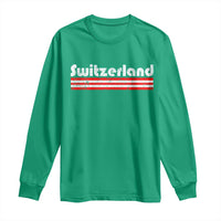 Vintage Switzerland Retro Distressed Graphic Long Sleeve Shirt Patriotic Swiss Heritage Pride Souvenir
