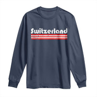 Vintage Switzerland Retro Distressed Graphic Long Sleeve Shirt Patriotic Swiss Heritage Pride Souvenir