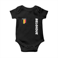 Minimalist Belgique Belgium Flag Shield Graphic Baby Onesie French Belgian Pride and European Heritage Souvenir