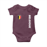 Minimalist Belgique Belgium Flag Shield Graphic Baby Onesie French Belgian Pride and European Heritage Souvenir