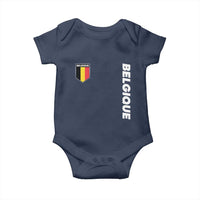 Minimalist Belgique Belgium Flag Shield Graphic Baby Onesie French Belgian Pride and European Heritage Souvenir