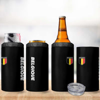 Belgique Belgium Flag Shield Minimalist Graphic 4 in 1 Can Cooler Tumbler French Belgian Pride and European Heritage Souvenir