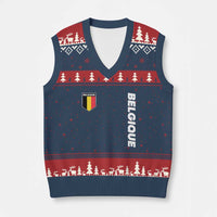 Belgique Belgium Flag Shield Minimalist Graphic V-Neck Knit Sweater Vest French Belgian Pride and European Heritage Souvenir