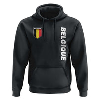 Minimalist Belgique Belgium Flag Shield Graphic Hoodie French Belgian Pride and European Heritage Souvenir