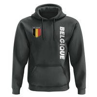 Minimalist Belgique Belgium Flag Shield Graphic Hoodie French Belgian Pride and European Heritage Souvenir