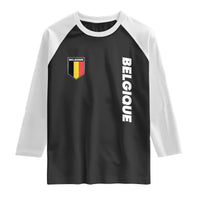 Belgique Belgium Flag Shield Minimalist Graphic Raglan Shirt French Belgian Pride and European Heritage Souvenir