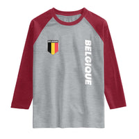 Belgique Belgium Flag Shield Minimalist Graphic Raglan Shirt French Belgian Pride and European Heritage Souvenir