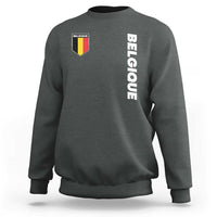 Minimalist Belgique Belgium Flag Shield Graphic Sweatshirt French Belgian Pride and European Heritage Souvenir