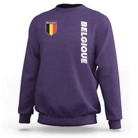 Minimalist Belgique Belgium Flag Shield Graphic Sweatshirt French Belgian Pride and European Heritage Souvenir