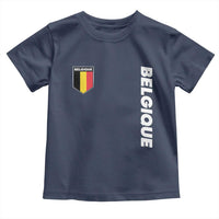 Minimalist Belgique Belgium Flag Shield Graphic Toddler T Shirt French Belgian Pride and European Heritage Souvenir