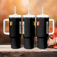 Belgique Belgium Flag Shield Minimalist Graphic Tumbler With Handle French Belgian Pride and European Heritage Souvenir