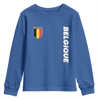 Minimalist Belgique Belgium Flag Shield Graphic Youth Sweatshirt French Belgian Pride and European Heritage Souvenir