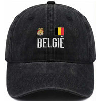 Royal Coat of Arms Belgie Crest Graphic Washed Cotton Baseball Cap Traditional Belgium Belgian Flag and Lion Heritage Pride Gift