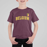 BelgiumVintage Belgium Varsity Style Distressed Graphic T Shirt For Kid Classic Collegiate Belgian Pride