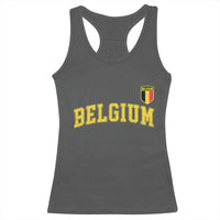 BelgiumVintage Belgium Varsity Style Distressed Graphic Racerback Tank Top Classic Collegiate Belgian Pride