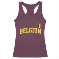 BelgiumVintage Belgium Varsity Style Distressed Graphic Racerback Tank Top Classic Collegiate Belgian Pride