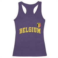 BelgiumVintage Belgium Varsity Style Distressed Graphic Racerback Tank Top Classic Collegiate Belgian Pride