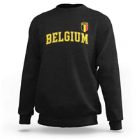 BelgiumVintage Belgium Varsity Style Distressed Graphic Sweatshirt Classic Collegiate Belgian Pride