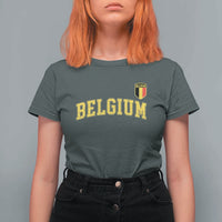 BelgiumVintage Belgium Varsity Style Distressed Graphic T Shirt For Women Classic Collegiate Belgian Pride