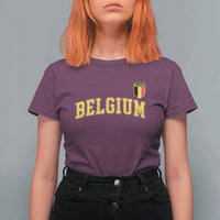BelgiumVintage Belgium Varsity Style Distressed Graphic T Shirt For Women Classic Collegiate Belgian Pride