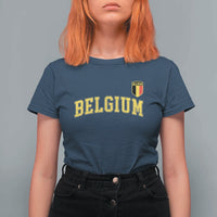 BelgiumVintage Belgium Varsity Style Distressed Graphic T Shirt For Women Classic Collegiate Belgian Pride