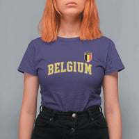 BelgiumVintage Belgium Varsity Style Distressed Graphic T Shirt For Women Classic Collegiate Belgian Pride