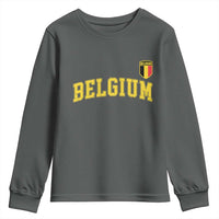 BelgiumVintage Belgium Varsity Style Distressed Graphic Youth Sweatshirt Classic Collegiate Belgian Pride