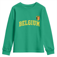 BelgiumVintage Belgium Varsity Style Distressed Graphic Youth Sweatshirt Classic Collegiate Belgian Pride