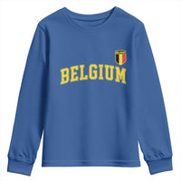 BelgiumVintage Belgium Varsity Style Distressed Graphic Youth Sweatshirt Classic Collegiate Belgian Pride