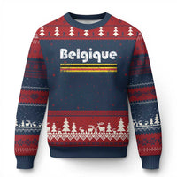 Retro Belgique Belgium Flag Distressed Graphic in French Ugly Christmas Sweater Proud Belgian Heritage and Country Roots Pride Gift