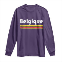 Retro Belgique Belgium Flag Distressed Graphic in French Long Sleeve Shirt Proud Belgian Heritage and Country Roots Pride Gift