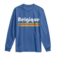 Retro Belgique Belgium Flag Distressed Graphic in French Long Sleeve Shirt Proud Belgian Heritage and Country Roots Pride Gift