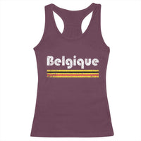 Retro Belgique Belgium Flag Distressed Graphic in French Racerback Tank Top Proud Belgian Heritage and Country Roots Pride Gift