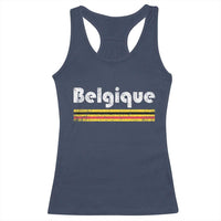 Retro Belgique Belgium Flag Distressed Graphic in French Racerback Tank Top Proud Belgian Heritage and Country Roots Pride Gift