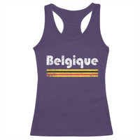 Retro Belgique Belgium Flag Distressed Graphic in French Racerback Tank Top Proud Belgian Heritage and Country Roots Pride Gift