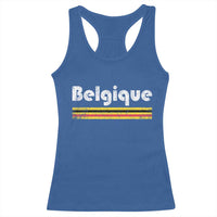 Retro Belgique Belgium Flag Distressed Graphic in French Racerback Tank Top Proud Belgian Heritage and Country Roots Pride Gift